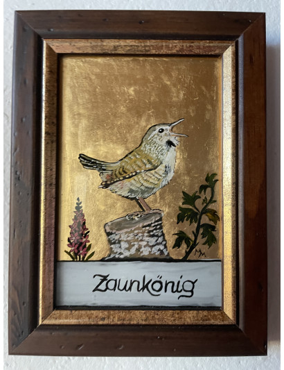 Hinterglasmalerei Zaunkönig